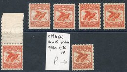 1907-08 1/- Kea And Kaka, A Small Lot With 5 Mint Singles In Orange-red (one Top Marginal, Two Part O.g.) And A Very Fin - Otros & Sin Clasificación