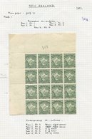 1901 ½d Mount Cook Perf. 14 Issue In A Superb UM Series Of Blocks From Plate 1 With  Top Right Sheet No. 511894 Block Of - Autres & Non Classés