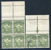 1901 REDRAWN PLATES New Plates ½d Mount Cook Perf. 14 X 15 In A UM Top Marginal Block Of Four With Double Perfs In The S - Autres & Non Classés