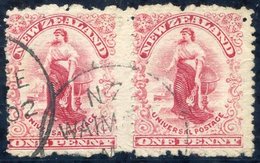 1902 PENNY UNIVERSALS 1d Cowan No Watermark In A Superb Used Horizontal Pair Showing Mixed Perfs With Light WAIMATE 1902 - Autres & Non Classés