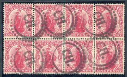 1909 PENNY DOMINIONS De La Rue Unsurfaced Paper In A Rare Horizontal Block Of 8 (2x4) Cancelled With Six CH Parcel Cance - Autres & Non Classés