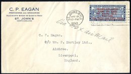 1932 Air $1.50 On $1 Blue, Flown Cover By Do-X From St. Johns - Liverpool, Tied By Slogan Machine Cancellation, Endorsed - Otros & Sin Clasificación