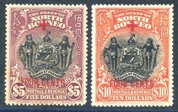 1918 $5 + 4c Lake & $10 + 4c Red. The $5 With Minor Tones, The $10 Fine M, SG. 251/2. Cat. £700 (2) - Other & Unclassified