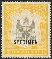 B.C.A. 1897-1900 CCC £10 Black & Yellow Optd SPECIMEN Part O.g., SG.52s. Cat. £300 - Autres & Non Classés