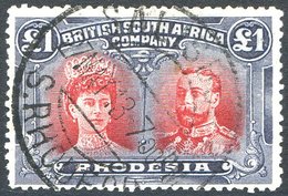 1913 £1 Carmine Red & Bluish Black, Cancelled With Clear Salisbury Double Ring Datestamp For '27 May 1913' Bright & Fres - Other & Unclassified