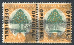 1929-31 Official 6d Orange Tree Pair Incl. Overprint Variety 'STOP AFTER OFFICIAL' On English Incs Stamp. Heavily Used E - Other & Unclassified