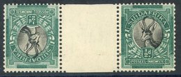 1930-44 ½d Springbok Black & Green, Interpanneau Pair, Variety Tete-beche, M (gum Wrinkles & Fingerprint In Margin), SG. - Autres & Non Classés