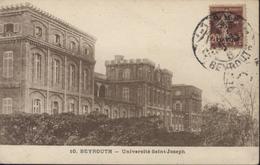 Sur CPA Beyrouth Université St Joseph YT 60 OMF Syrie 1 Piastre CAD Bilingue Beyrouth 10 4 22 + Cachet Commercial Au Dos - Cartas & Documentos