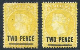 1864-80 P.12½ 2d Yellow (Type B) M SG.9, P.14 X 12½ 2d Yellow (Type B) Unused SG.22. Cat. £320 (2) - Autres & Non Classés