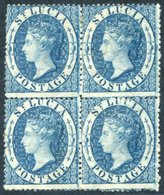 1860 (Dec) Wmk Small Star, Perf 14 To 16, 4d Blue Block Of Four, Unused With Part Or Large Part O.g, Centred To Upper Le - Other & Unclassified