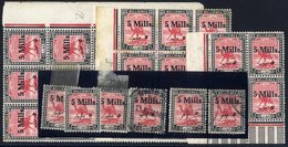 1940 5m On 10m Six Singles Incl. 'Malmime' U, 'broken Lam' U & 'Malmime' M In Block With Eight Normals (slightly Toned), - Other & Unclassified