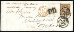 1865 Envelope To London Franked 60c Copper Bronze, Tied LUZERN C.d.s, Annotated 'Via France' & Bears Red 'Suisse St. Lou - Autres & Non Classés