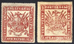1870 Viljoen Medium Paper Rouletted 1d (two Shades) Unused, SG.18a. (2) Cat. £170 - Other & Unclassified