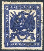 1870 Viljoen Rouletted 6d Deep Ultramarine, Superb U Example From The Over-inked Plate, Roulettes All Around, SG.19B. Ra - Other & Unclassified