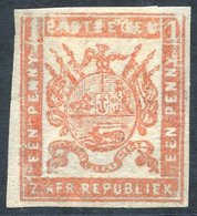 1875-77 Celliers Very Soft Hard Paper 1d Orange Red, Very Fresh Fine M, A Slight Trace Of A Crease (does Not Detract), S - Autres & Non Classés