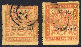 1879 Pin Perf About 17 Two U Examples Of The Red-yellow, One In Deep Red (range), As Always They Have Faults But Fair Co - Other & Unclassified
