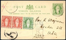 1901 April 8, ½d Yellow Green On Buff Postal Stationery Card, Sent Registered To USA, Uprated With ½d & 1d (pair) Tied B - Autres & Non Classés