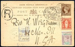 1901 July 31 ½d Brown On Buff Postal Stationery Card Registered To USA, Uprated By 'Virgin Is' ½d Dull Mauve & Green & 1 - Autres & Non Classés