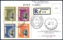 1936 Dec 8, Illustrated H.H. The Sultan Postcard Sent Registered To Dodoma (Zanzibar) Franked With The Jubilee Set Tied  - Other & Unclassified