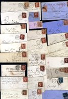 1854-80 LLINE ENGRAVED Group Of Covers With Perforated 1d Red Frankings Including Early Blued Papers - A Range Of Shades - Otros & Sin Clasificación