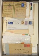 BOX FILE CONTAINING KGVI POSTAL HISTORY Accumulation Of Loose & On Leaves. Covers Incl. Good Range WWII Censored, Airgra - Autres & Non Classés