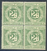 LIVERPOOL, ST HELENS & SOUTH LANCASHIRE RAILWAY 1899 (Oct) 2d Deep Green, Fine M Block Of Four (only 240 Issued) Cat. £4 - Otros & Sin Clasificación