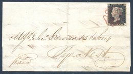 1840 May 12th Cover Sent Locally From Halifax To Rye Nest Franked Pl.1a KJ, Four Good Margins Tied By A Superb Red MC, C - Other & Unclassified