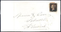 1840 Oct 21st Entire Letter From North Shields To Alnwick Franked Pl.1b JL Clear To Large Margins Tied By A Fine Red MC, - Other & Unclassified