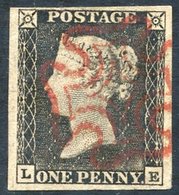 Plate 1a LE, Good To Large Margins, Very Fine Red MC, Slight Corner Crease, Very Handsome Stamp. - Other & Unclassified