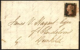 1840 July 18th Cover From Edinburgh To Dunkeld Franked Pl.1b QI, Close To Large Margined Example Tied By Fine Red MC, De - Autres & Non Classés