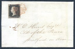 1840 May 14th Cover From Birmingham To Stratford-on-Avon, Franked Pl.1a QL, Good To Large Margined Example Tied By A Fin - Otros & Sin Clasificación