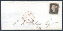 Plate 1a QL, Fine Four Margined Example Tied To A Part Corner Franked By A Superb Red MC And Alongside Is A 'Water-Bridg - Other & Unclassified