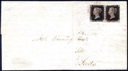 1840 Dec 26th EL From Preston To Leeds Franked Pl.2 KJ/KK, Horizontal Pair (KJ Is Four Margined, KK Is Cut Into At Top), - Otros & Sin Clasificación