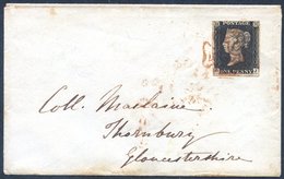 1840 July Cover From Oxford To Thornbury Franked Pl.3 GJ, Four Margined Example Well Tied By A Red MC, Reverse With Disp - Other & Unclassified