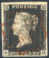 Plate 4 DH, Wmk Inverted Fine Looking, Good To Large Margined Example With A Superb Red MC, Slight Thin At Left Side, At - Otros & Sin Clasificación