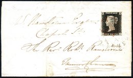 1840 Aug Cover From Preston To Penwortham Franked Pl.4 KG Four Good Margins Tied Fine Red MC, Reverse Bears Preston Disp - Otros & Sin Clasificación