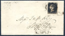 1844 July 17th Cover From London To Sheffield Franked Pl.4 QK, Three Good Margins, Cut Close Left Side Just Into Design  - Autres & Non Classés