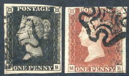 Plate 5 OB, Clear To Large Margins MATCHED With Red Printing, Good To Large Margins, Bear Black MC's. (2) - Other & Unclassified
