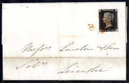 1840 Dec 3rd Cover To Leicester, Franked Pl.5 QF, Four Margin Example Tied Red MC. - Otros & Sin Clasificación