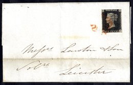 1840 Dec 3rd Cover To Leicester, Franked Pl.5 QF, Four Margin Example Tied Red MC. - Other & Unclassified