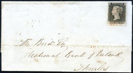 1841 Cover From Midland Bank London Office To Midland Bank, Thurles In Tipperary Franked Plate (worn Example) With Good  - Otros & Sin Clasificación