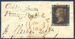 Plate 7 HG, Four Margined (close Cut) Example Cancelled By A Red MC And Tied By A Hull/Dec 4/1840, Double Arc D/stamp In - Other & Unclassified