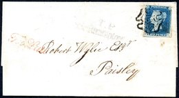 1841 Cover From London To Paisley Franked Pl.1 HK, Close Or Cut Into In Two Places, Otherwise Large Margins Tied Fine Bl - Other & Unclassified