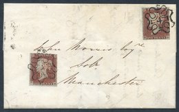 1843 July 28th Cover To Manchester Franked With Two 1d Reds From Pl.30 HB & GH (just Touched) Both Beautifully Cancelled - Other & Unclassified