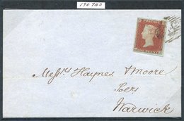 1852 1d Lake-red Pl.142 QI, Superb Wide Margined Example On A Lovely Neat Entire From London To Warwick Cancelled By The - Other & Unclassified