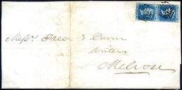 1841 May 25th Cover From Kelso To Melrose Franked 1841 2d Blue Pl.3 Vertical Pair ML/NL, ML Good To Large Margins, NL Sl - Otros & Sin Clasificación