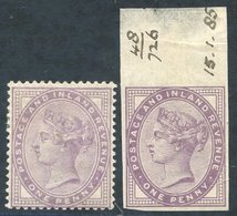 1881 1d Pale Lilac Die 1 (14 Dots) Fine M, SG.171, Also Die II (16 Dots) Imprimatur UM Top Marginal (hinged On Margin).  - Other & Unclassified