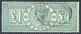 1891 £1 Green RA VFU With Threadneedle St Oval Registered Date Stamp, SG. 212. - Other & Unclassified