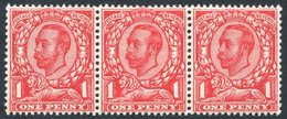 1912 Wmk Imperial Crown 1d Bright Scarlet UM Strip Of Three With Right Hand Stamp Showing Variety NO CROSS ON CROWN, Lef - Other & Unclassified