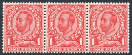 1912 Wmk Imperial Crown 1d Bright Scarlet UM Strip Of Three With Right Hand Stamp Showing Variety NO CROSS ON CROWN, Lef - Otros & Sin Clasificación